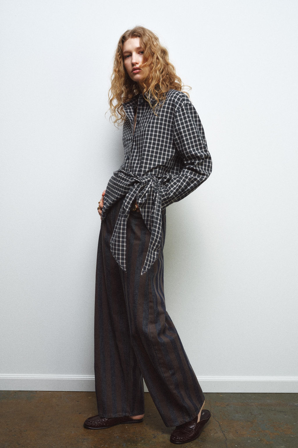 ZW COLLECTION CHECK SHIRT WITH SCARF - Zara фото 9