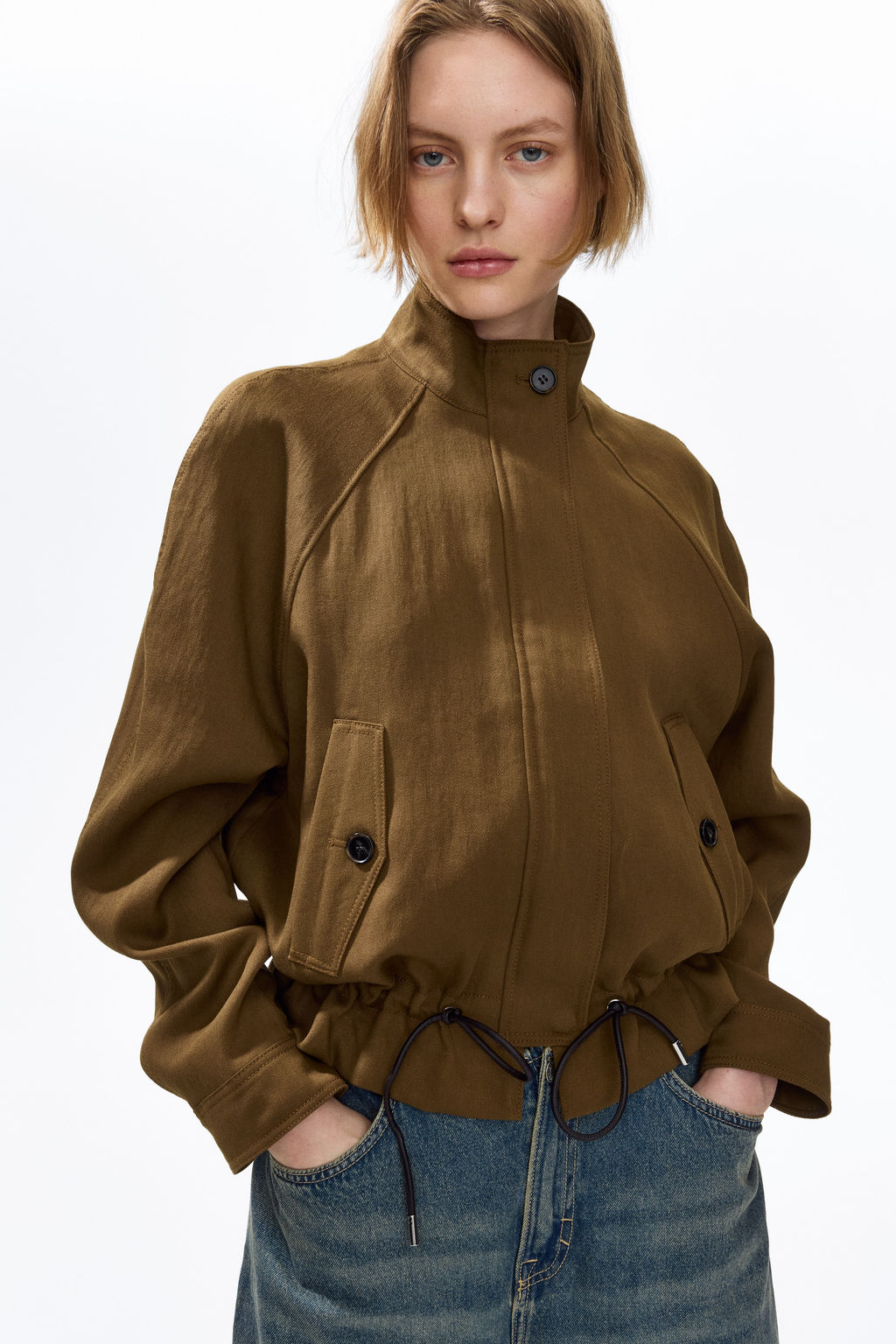 Chaqueta oversize en mezcla de lino - H&m фото 8