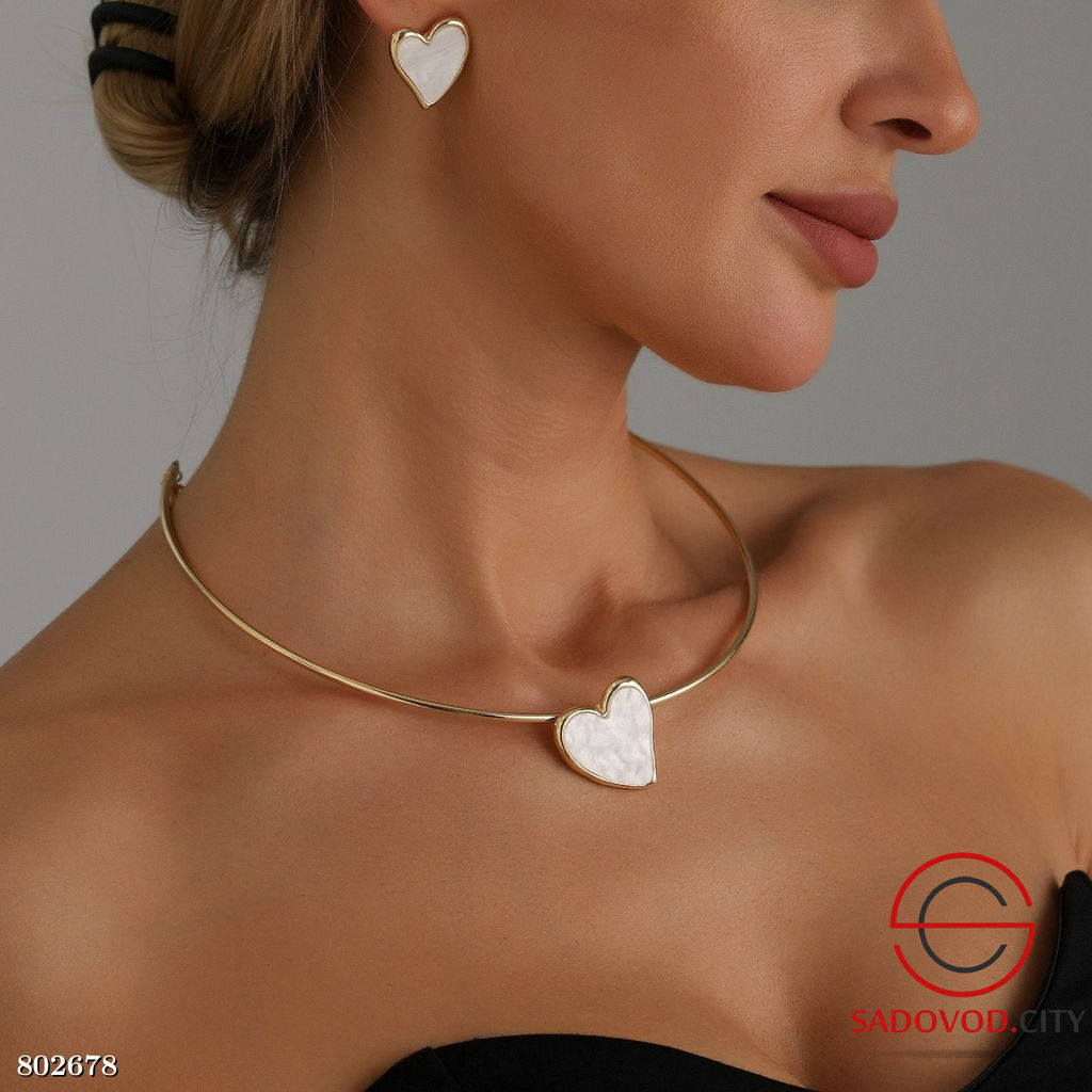 Набор украшений с жемчужными сердцами в золотой оправе - Bruno фото 3