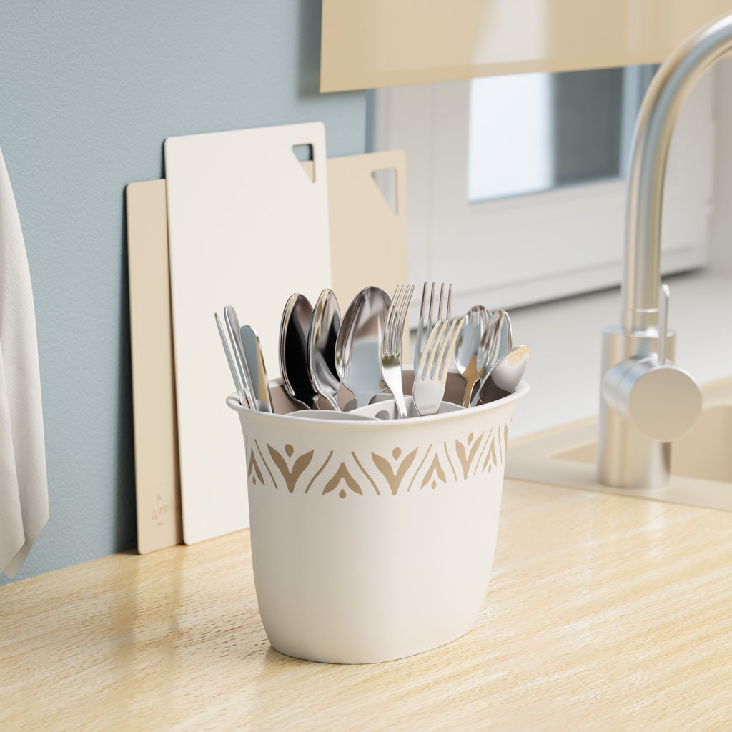 Цена за 2 шт. Подставка под столовые приборы "Эстетика" (бело-бежевый) М8730