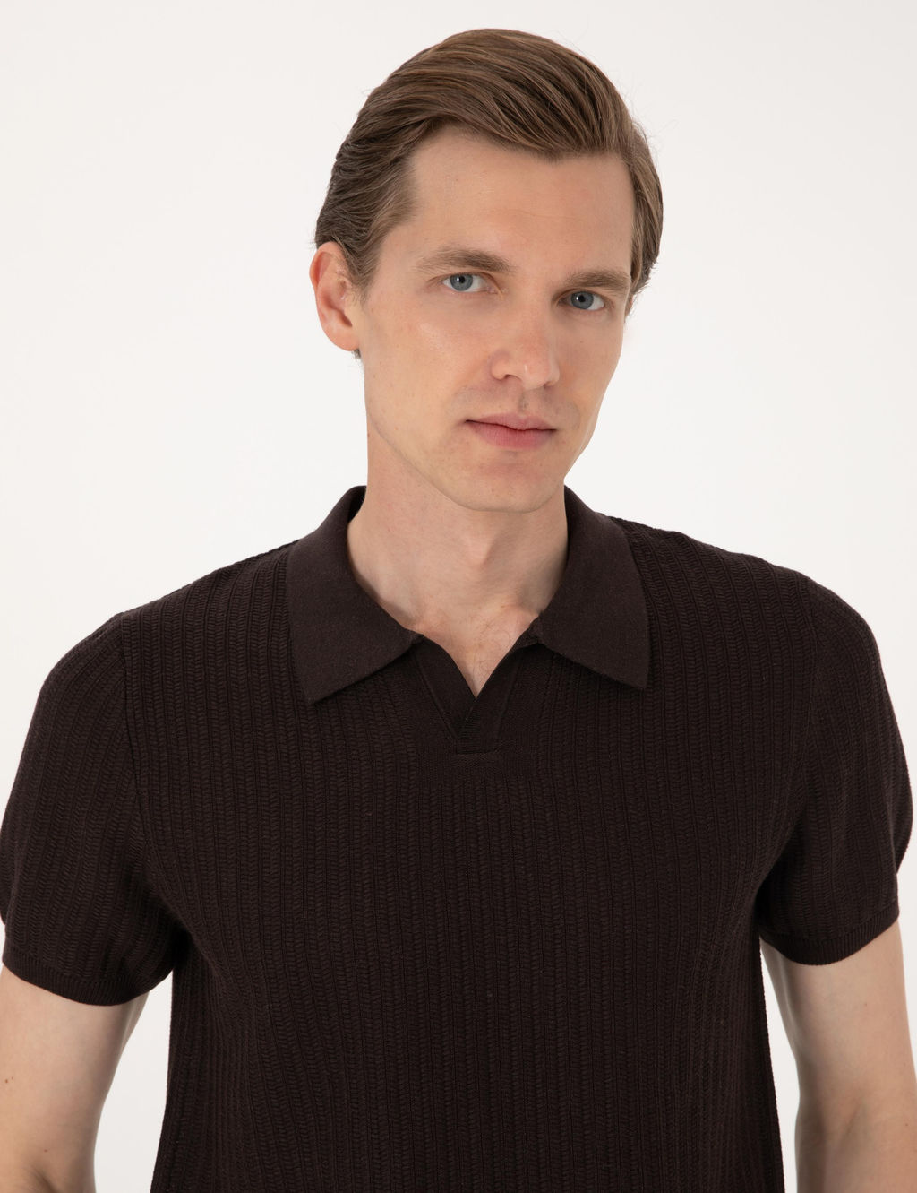 Kahverengi Slim Fit Polo Yaka Triko Ti__rt - Pierre cardin фото 2