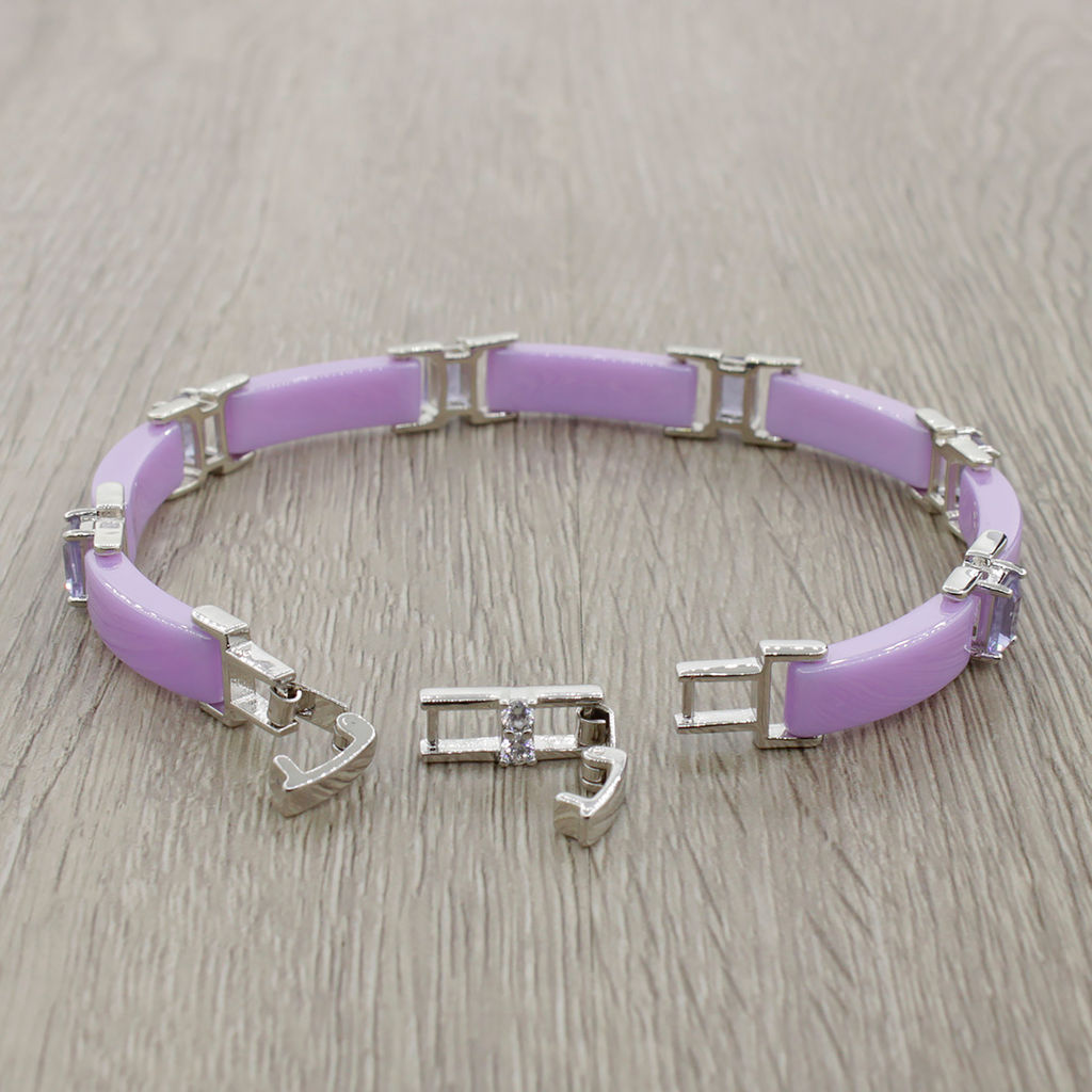 Браслет Лилу из фиолетовой керамики с Александритом покрытие светлый металл - Agat77 фото 2