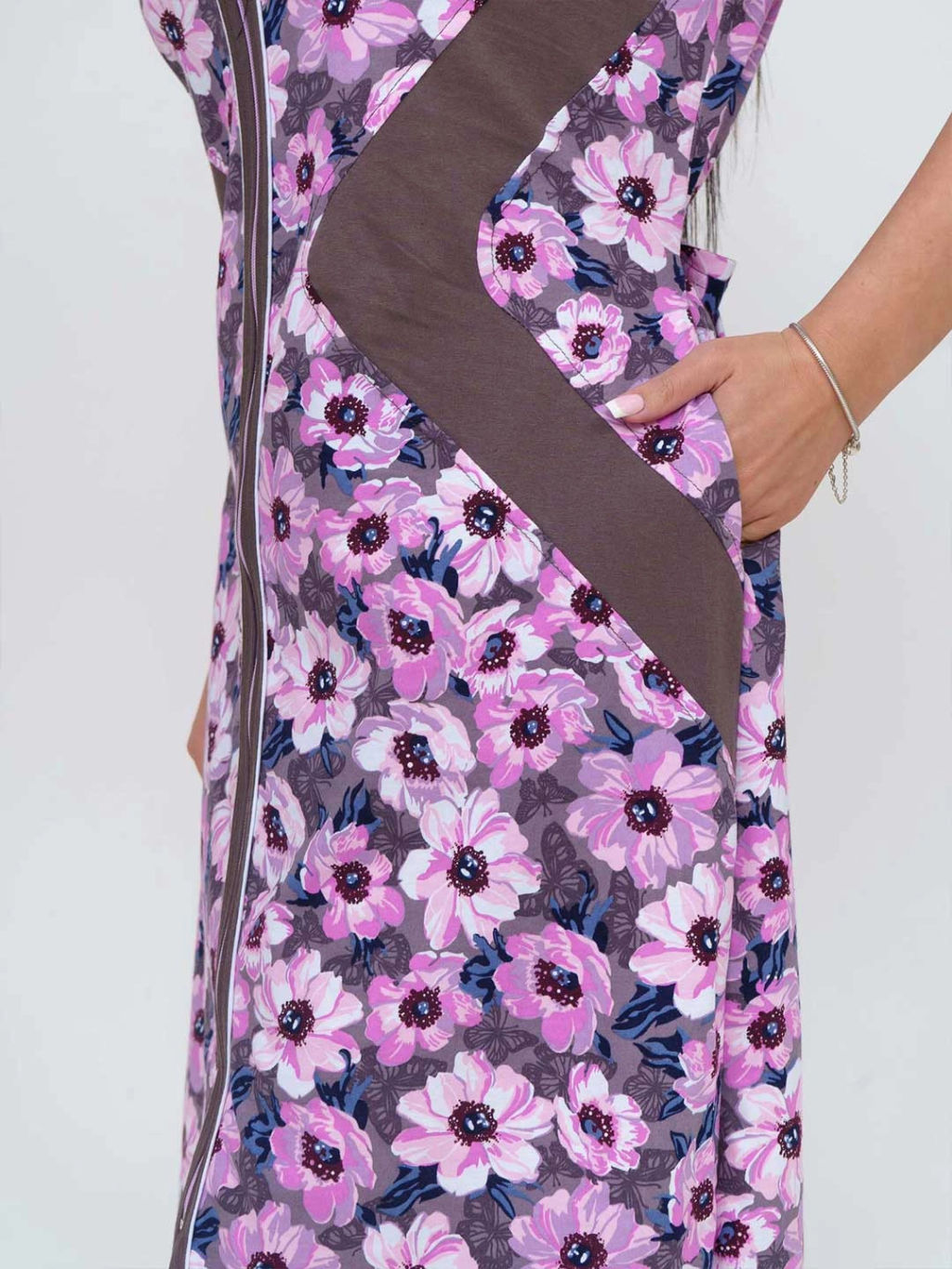 Халат женский, цвет фиолетовый серый коричневый