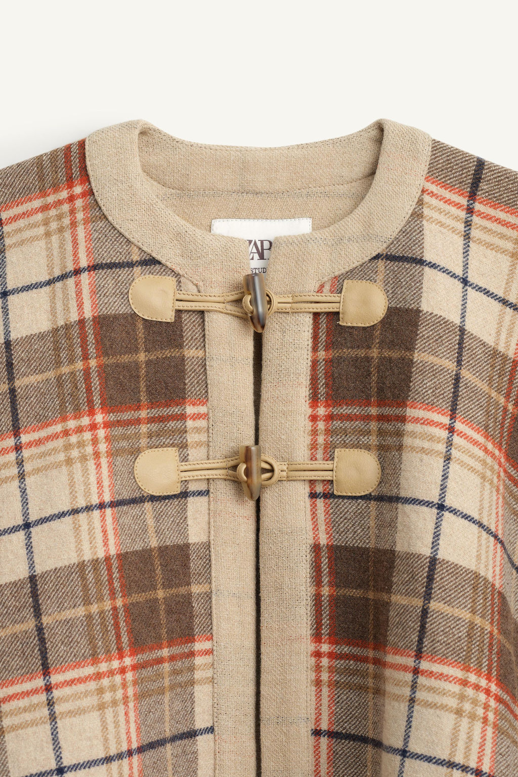 LIMITED EDITION CHECK PONCHO CAPE WITH WOOL - Zara фото 6