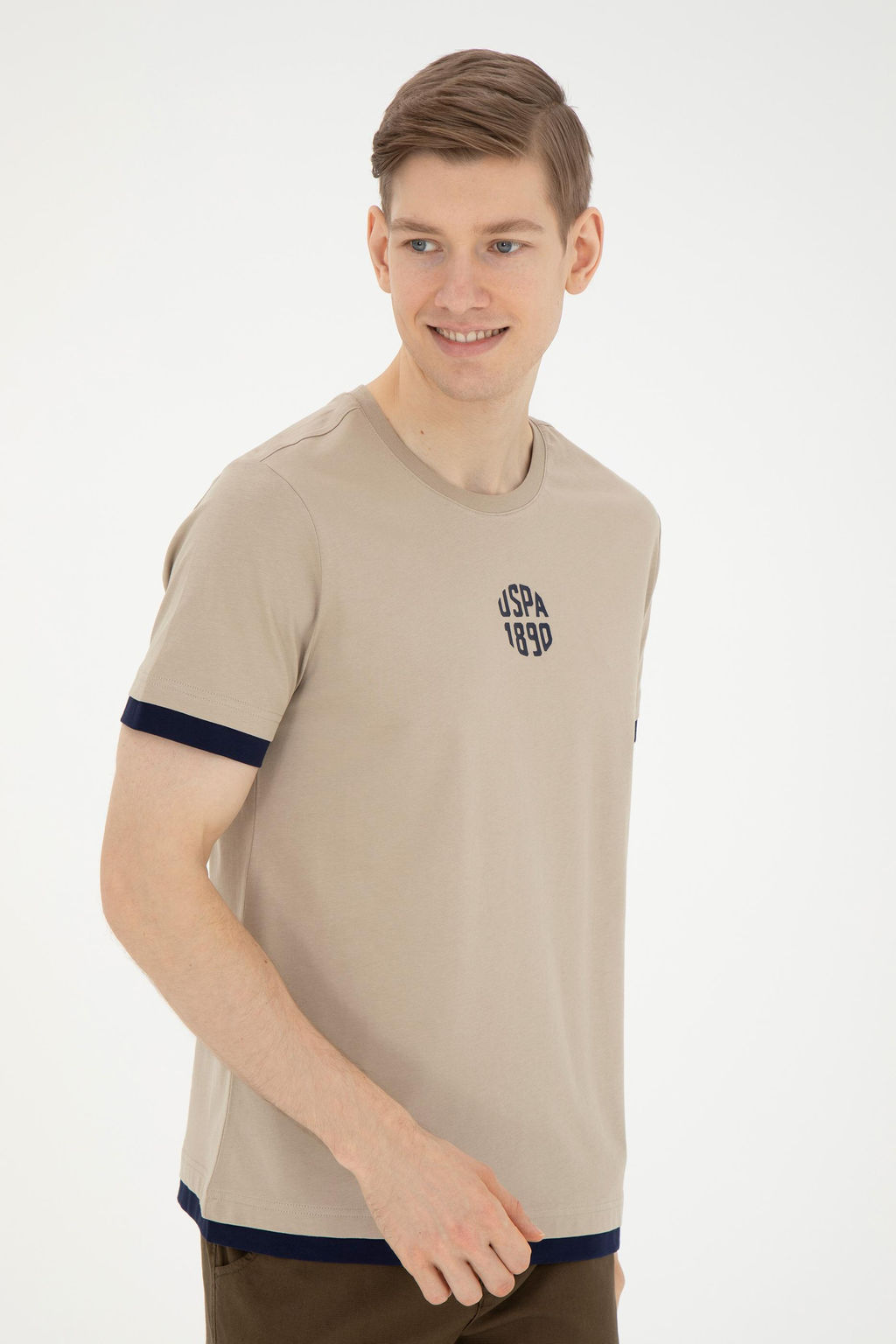Футболка U.S. Polo Assn. мужская светло-хаки хлопок  фото 10