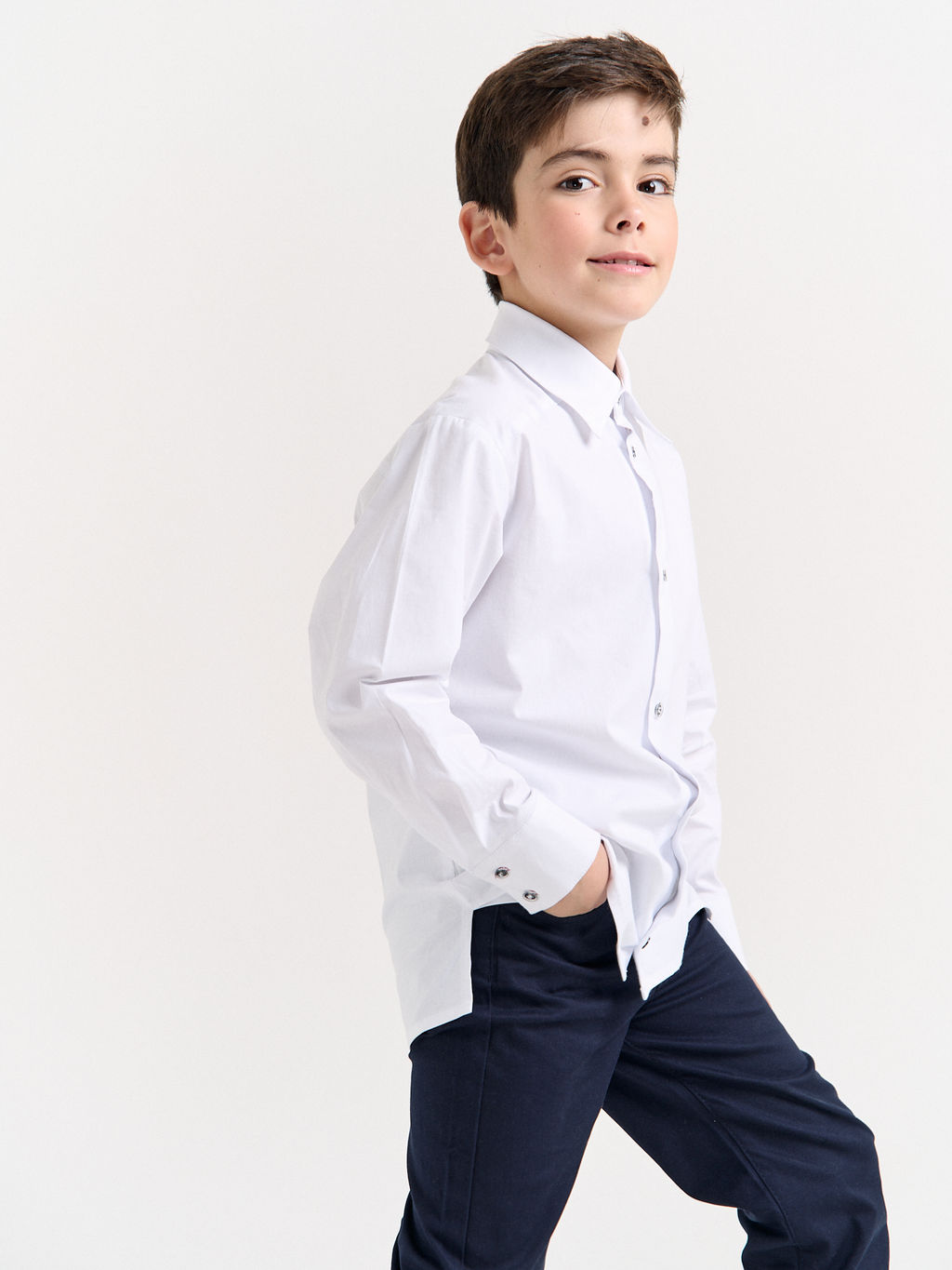 Рубашка свободного кроя Белая для мальчика 7+ - Bungly фото 5