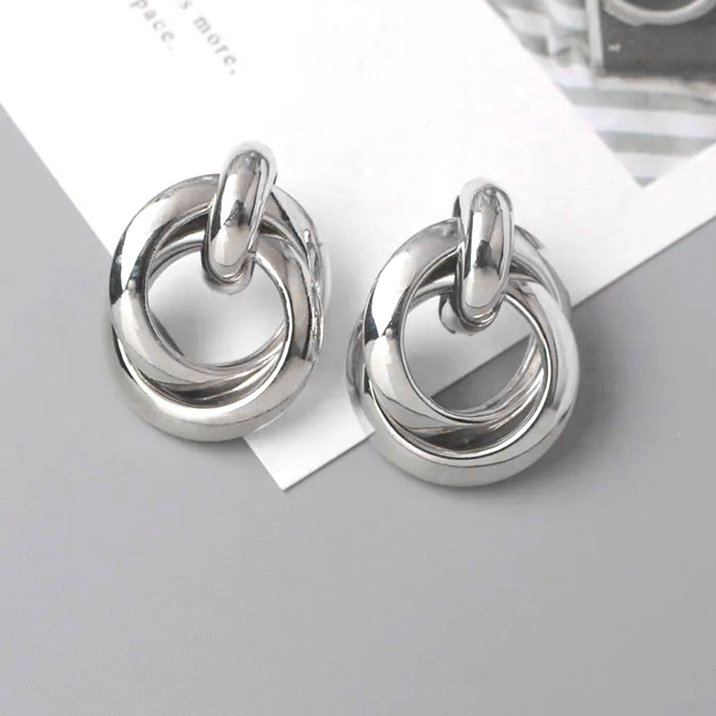 Серьги элегантные 18*27мм серебристые, 8г