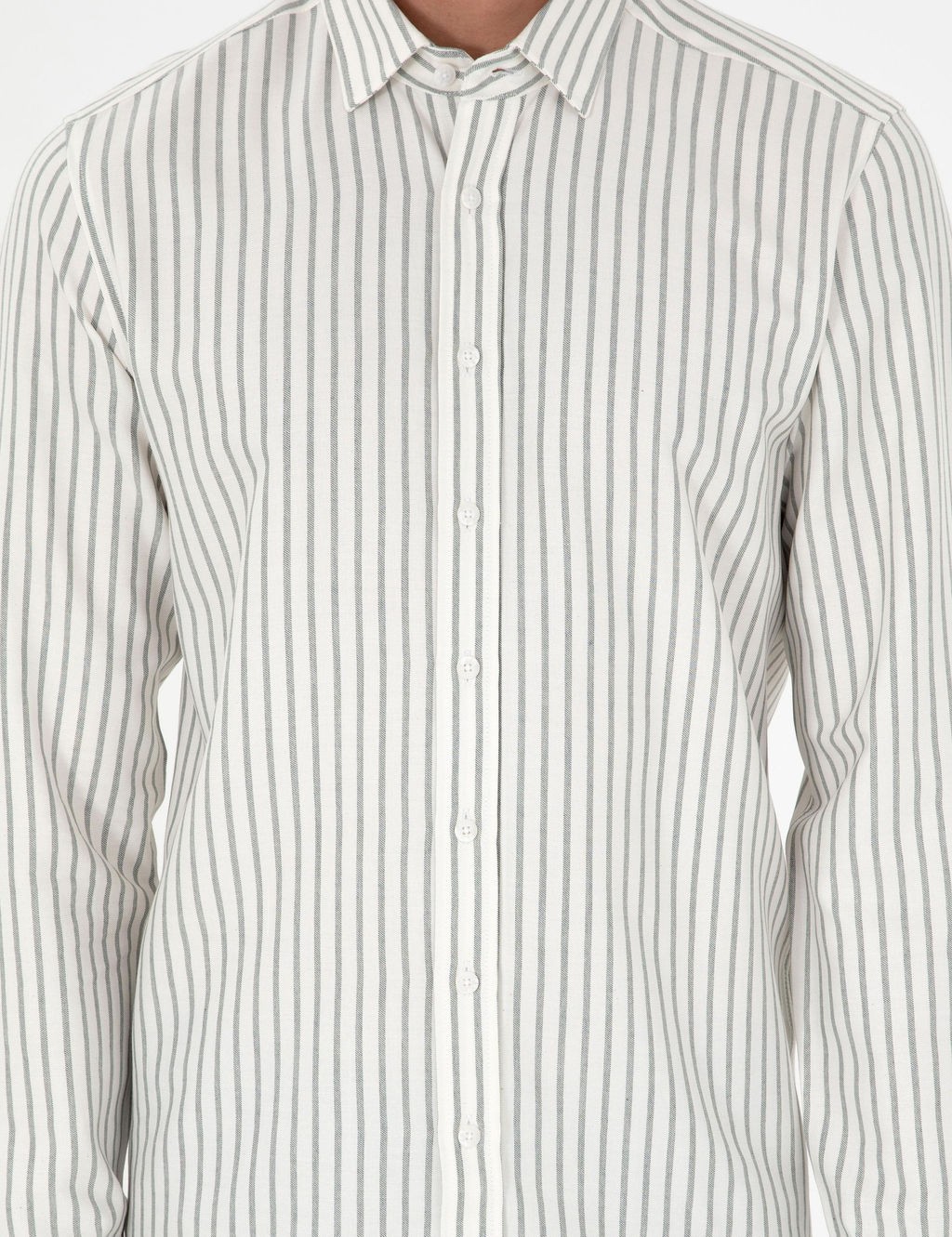 Haki _izgili Slim Fit Uzun Kollu G_mlek - Pierre cardin фото 6