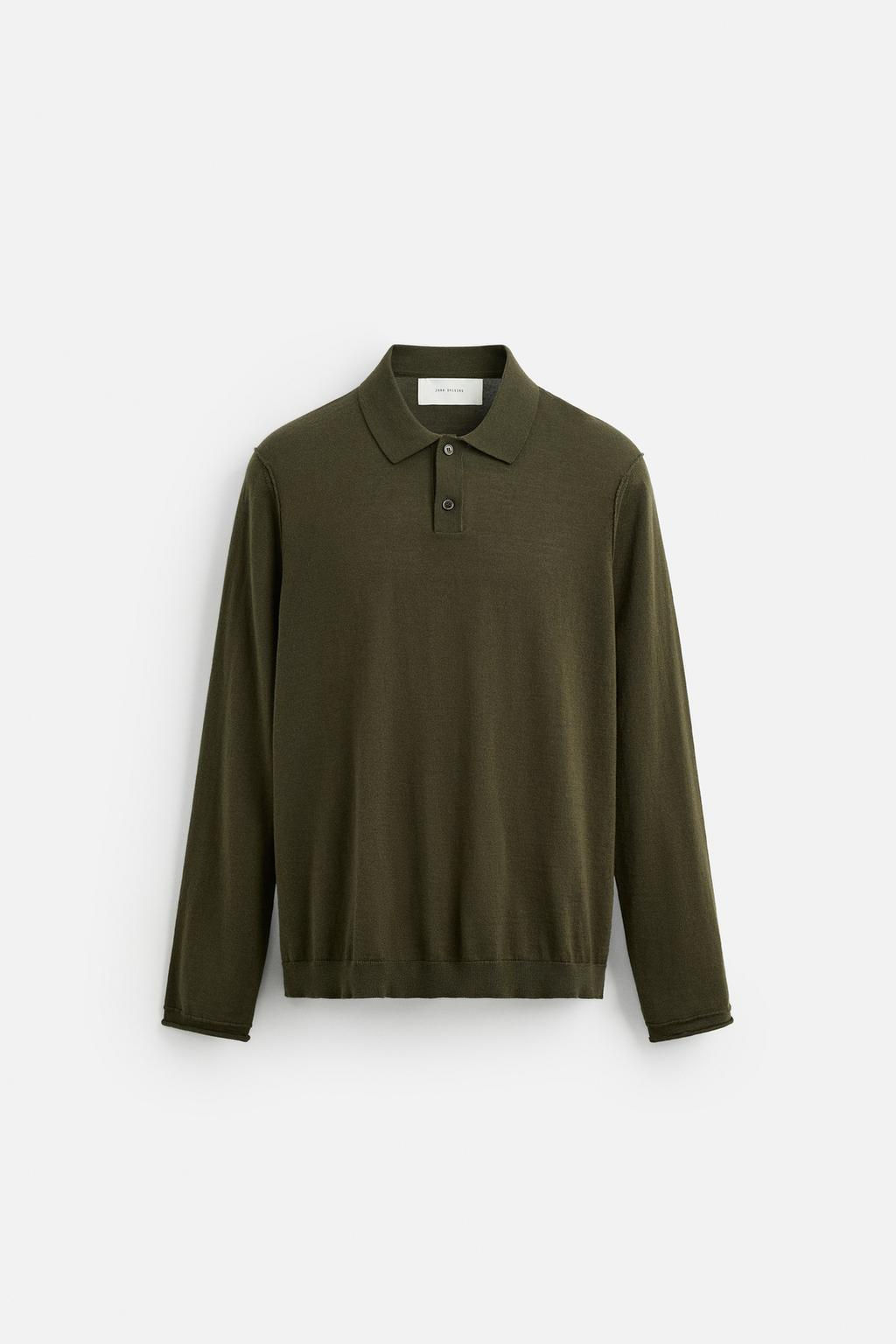 KNIT WOOL-COTTON POLO SHIRT - Zara фото 16