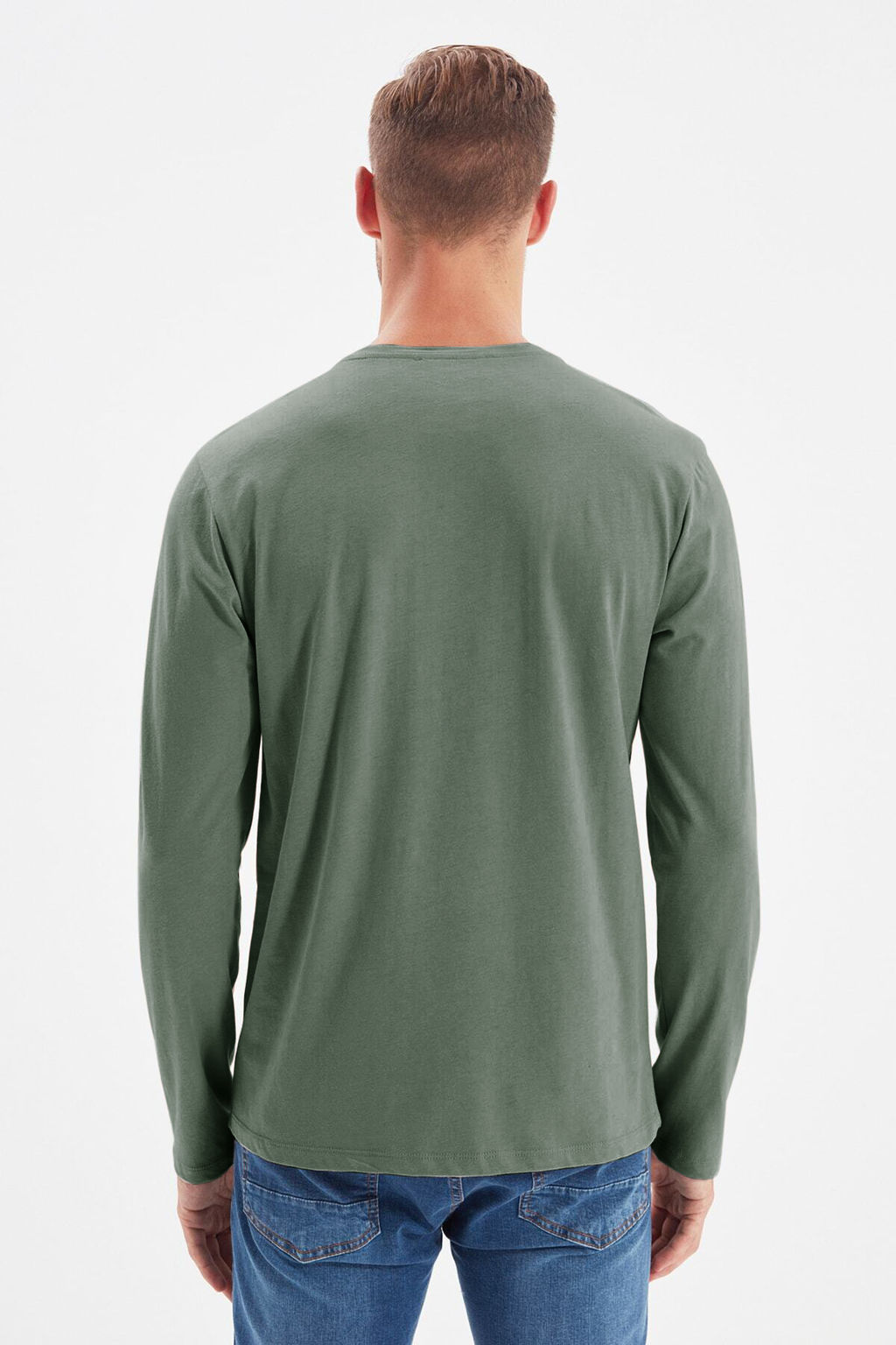 TRENDYOL MAN Siyah Basic Regular/Normal Kesim Bisiklet Yaka Uzun Kollu %100 Pamuk Tok Kumas T-shirt TMNAW21TS0208 - Trendyolmilla фото 41