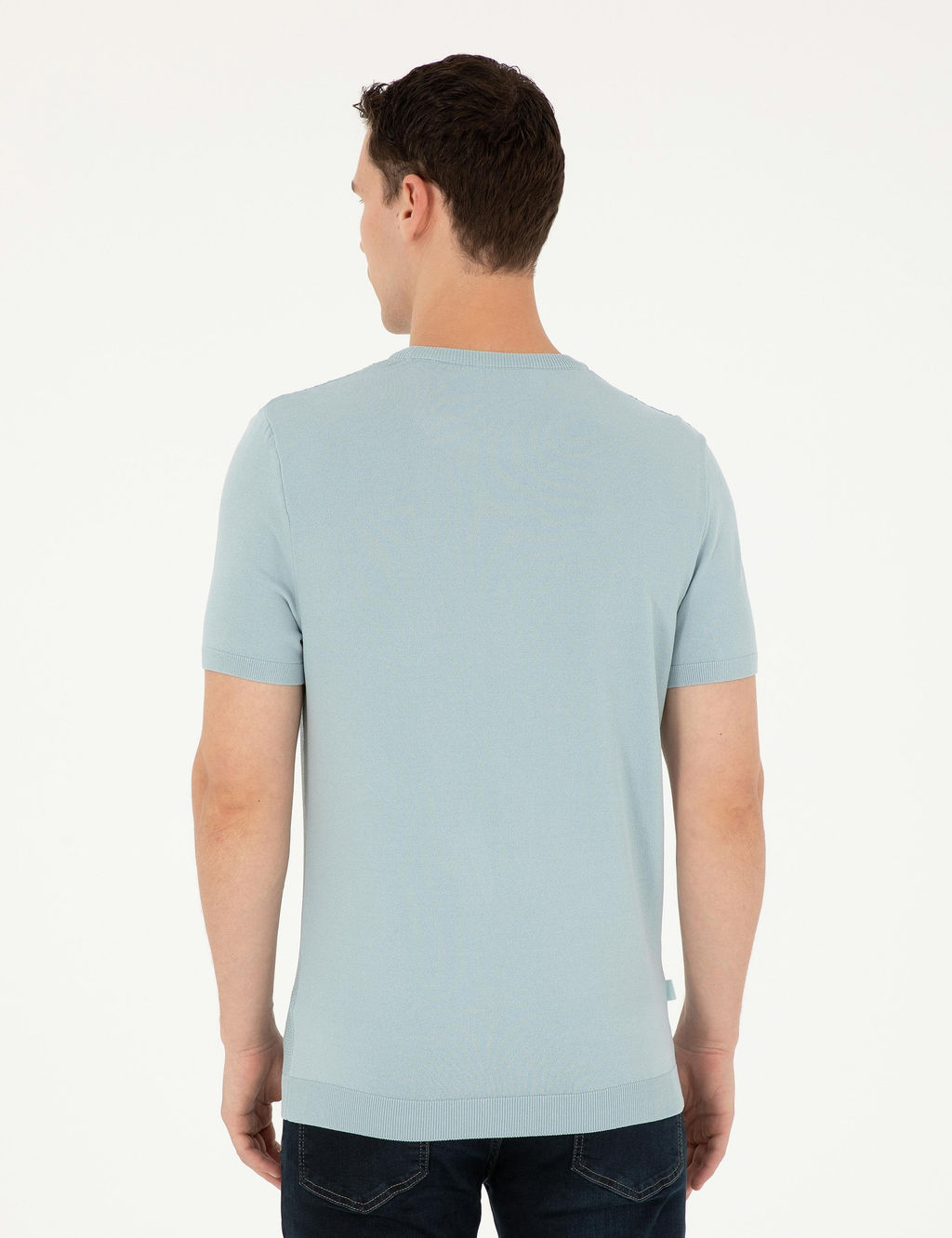 A__k Mavi Slim Fit Bisiklet Yaka Triko Ti__rt - Pierre cardin фото 5