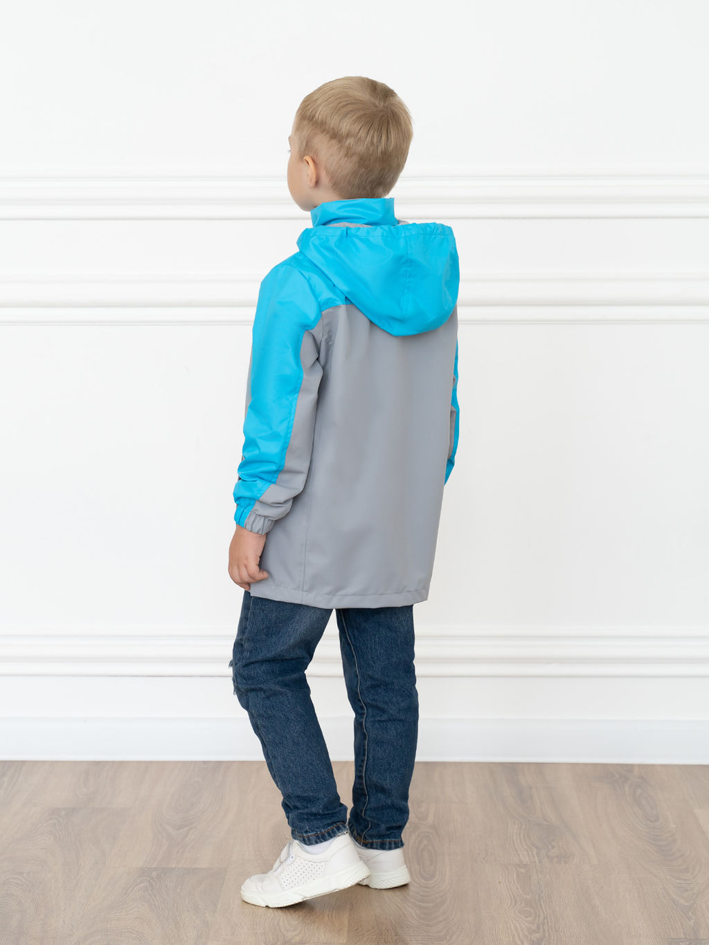 Ветровка детская светло-серая/бирюза 20-019/1 (110-116, 60)