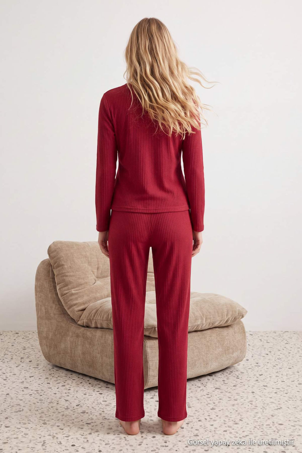 Bordo _in D__meli Yumu_ak F_r_al_ Fitilli _rme Pijama Tak_m_ THMAW27PT00027 - Trendyolmilla фото 4