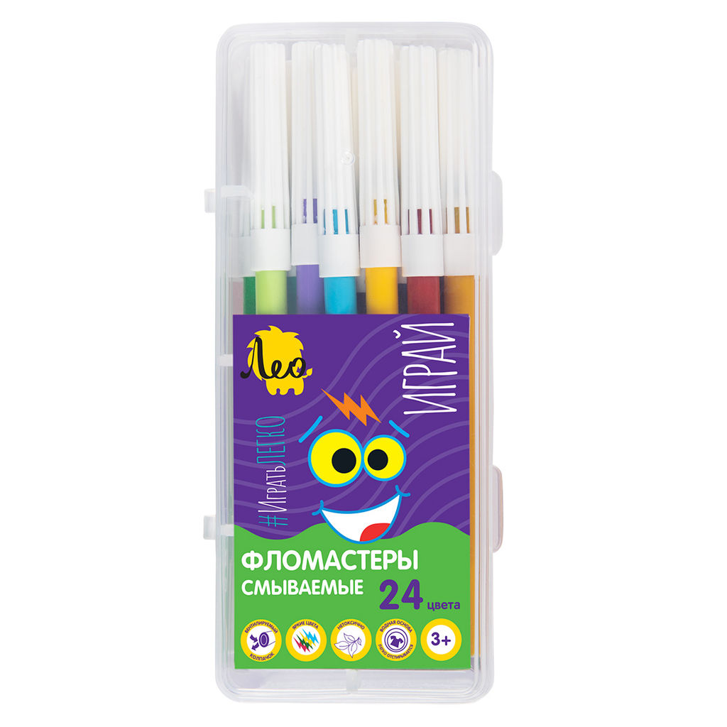 Лео Играй Фломастеры смываемые LPFPB-24 24 цв