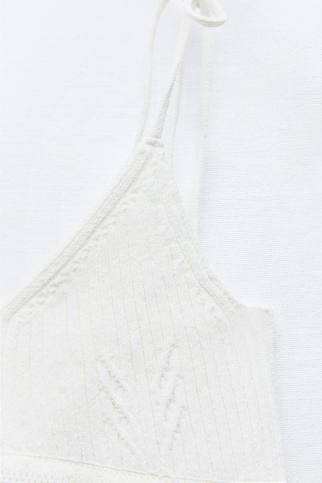 CONTRAST KNIT TOP WITH CUTWORK EMBROIDERY - Zara фото 8