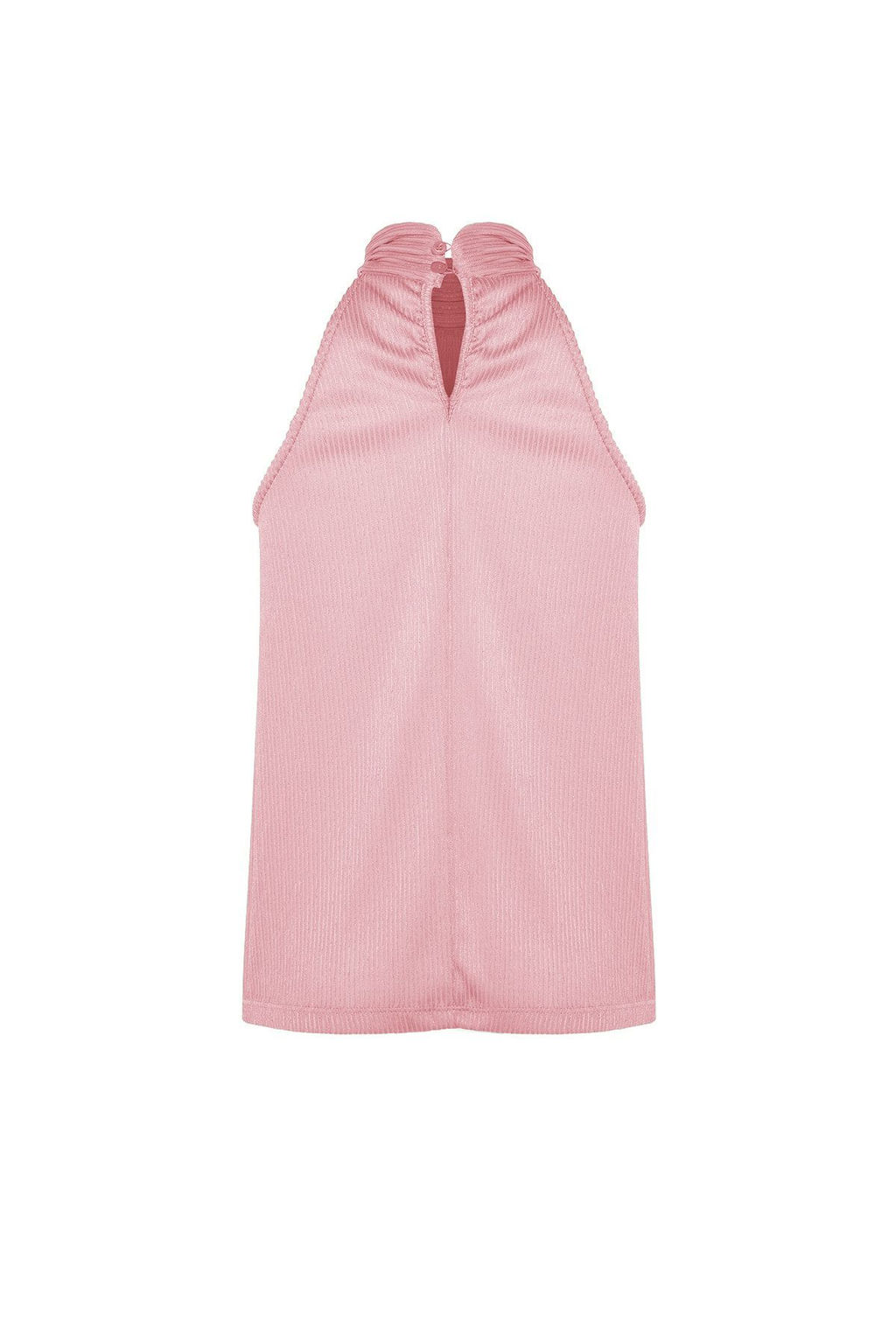 Pembe Regular/Normal Kal?p Dik Yaka Fit Pilise Esnek Orme Bluz TWOSS23BZ00952