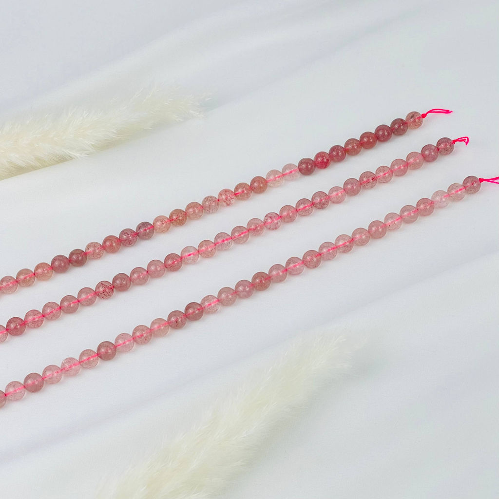 Бусины для украшений из Клубничного кварца (50 бусин) 39 см
