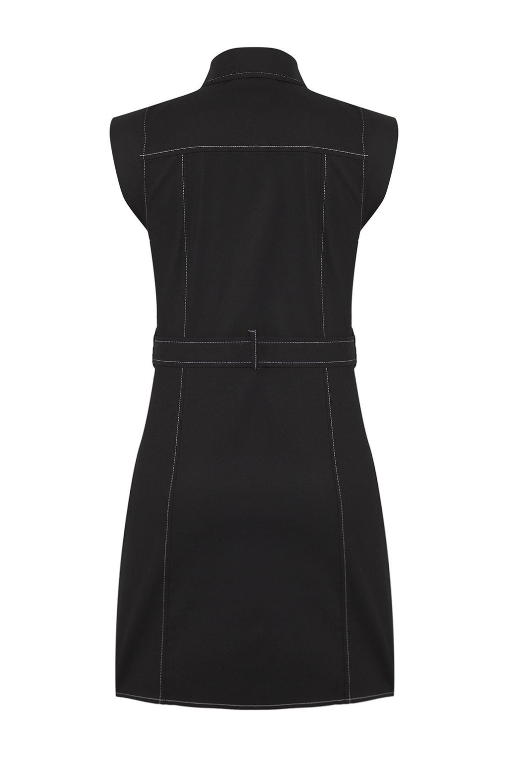 TRENDYOLMILLA Siyah Kemerli Duz Dugmeli Mini Dokuma Elbise TWOSS25EL00562  фото 6