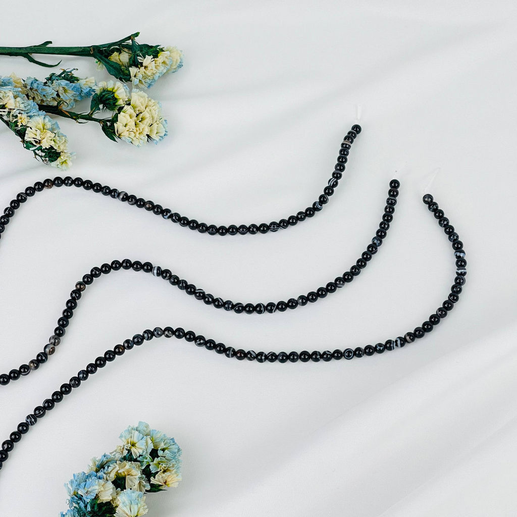 Бусины для украшений из полосатого Агата (78 бусин) 39 см