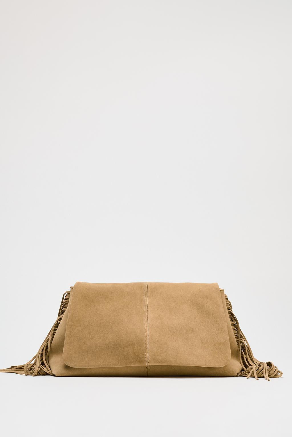 SPLIT SUEDE CROSSBODY BAG WITH FRINGING - Zara фото 3