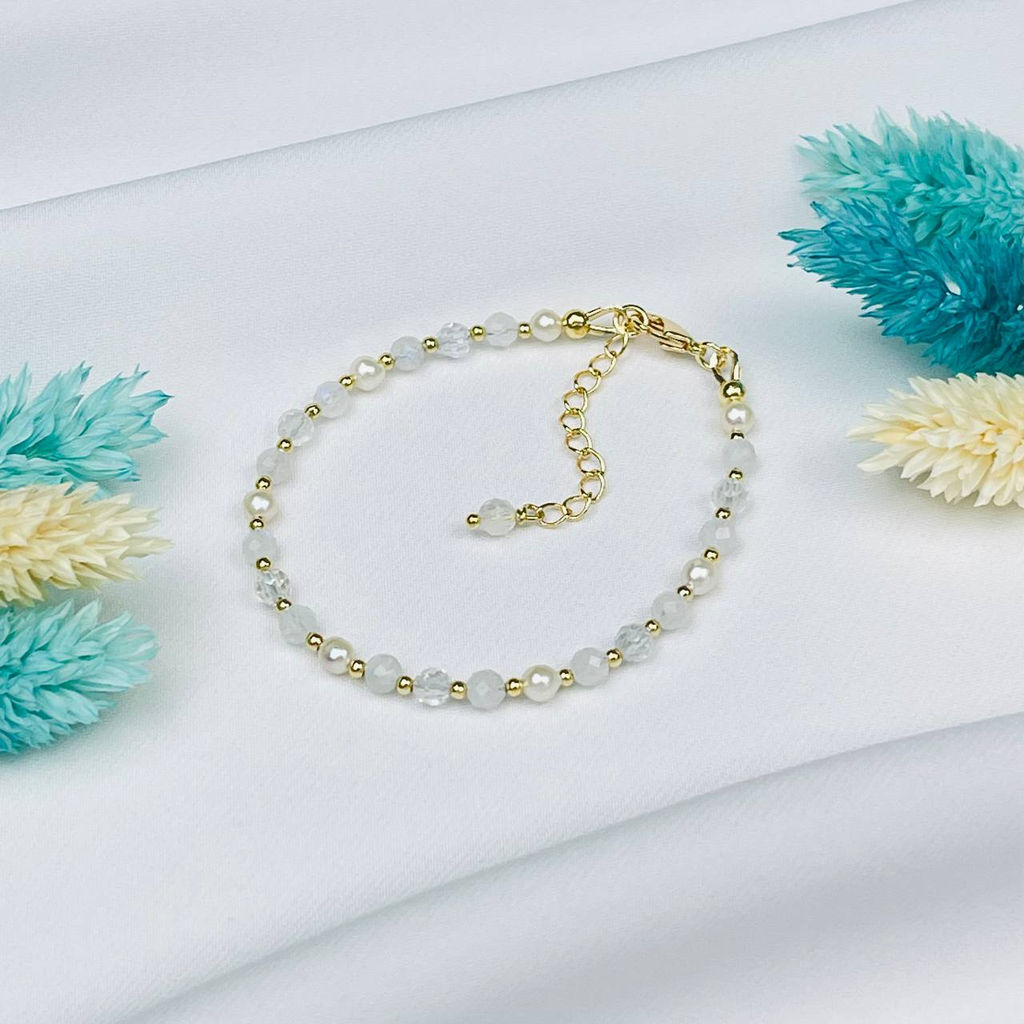 Браслет для Рака из Топаза,Лунного камня и Жемчуга - Радуга самоцветов фото 2