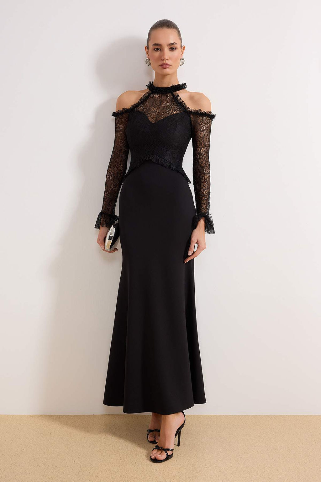 Siyah Dantel Maxi Abiye & Mezuniyet Elbisesi TPRSS26AE00028 - Trendyolmilla фото 2