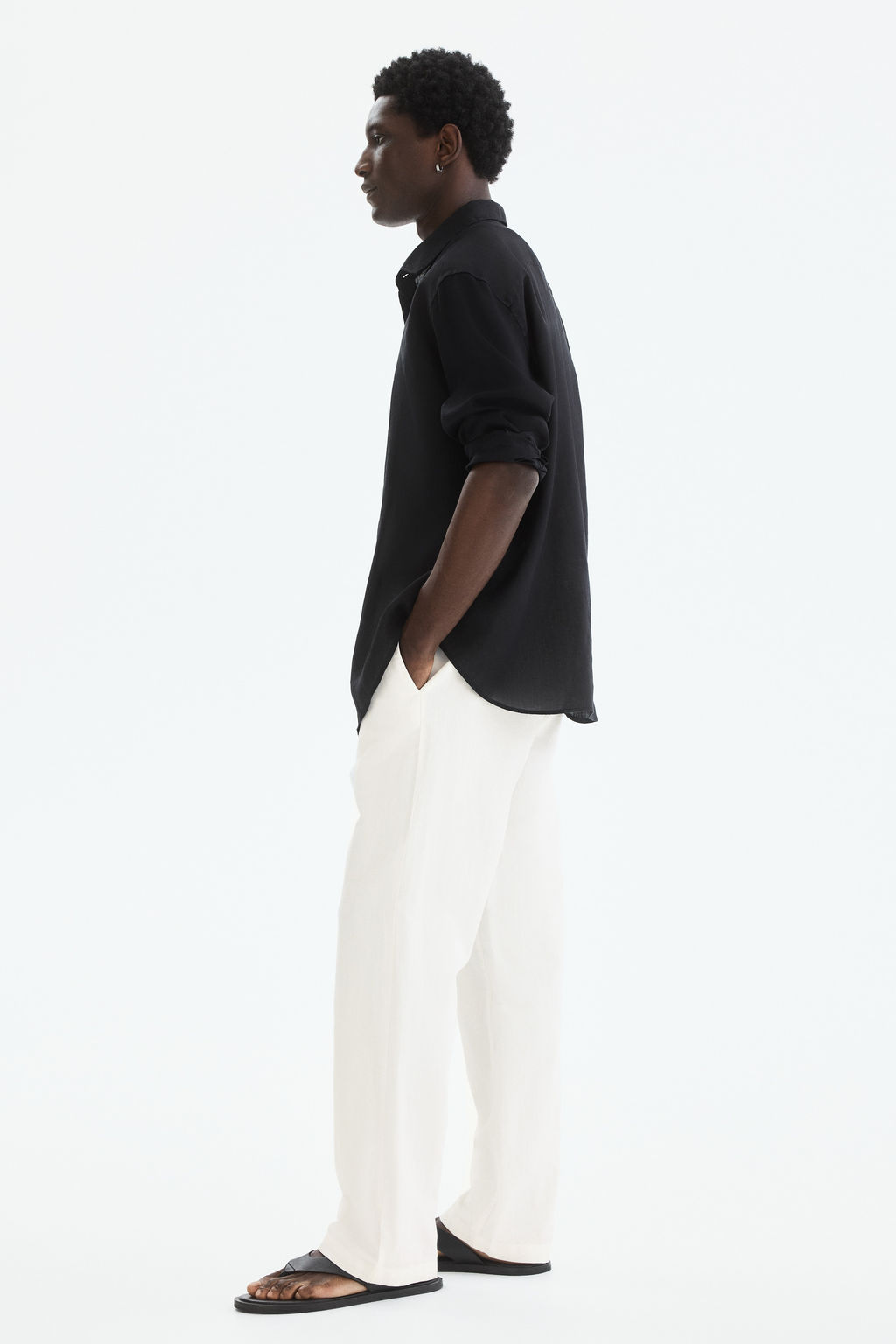 Pantal?n en mezcla de lino Regular Fit - H&m фото 9