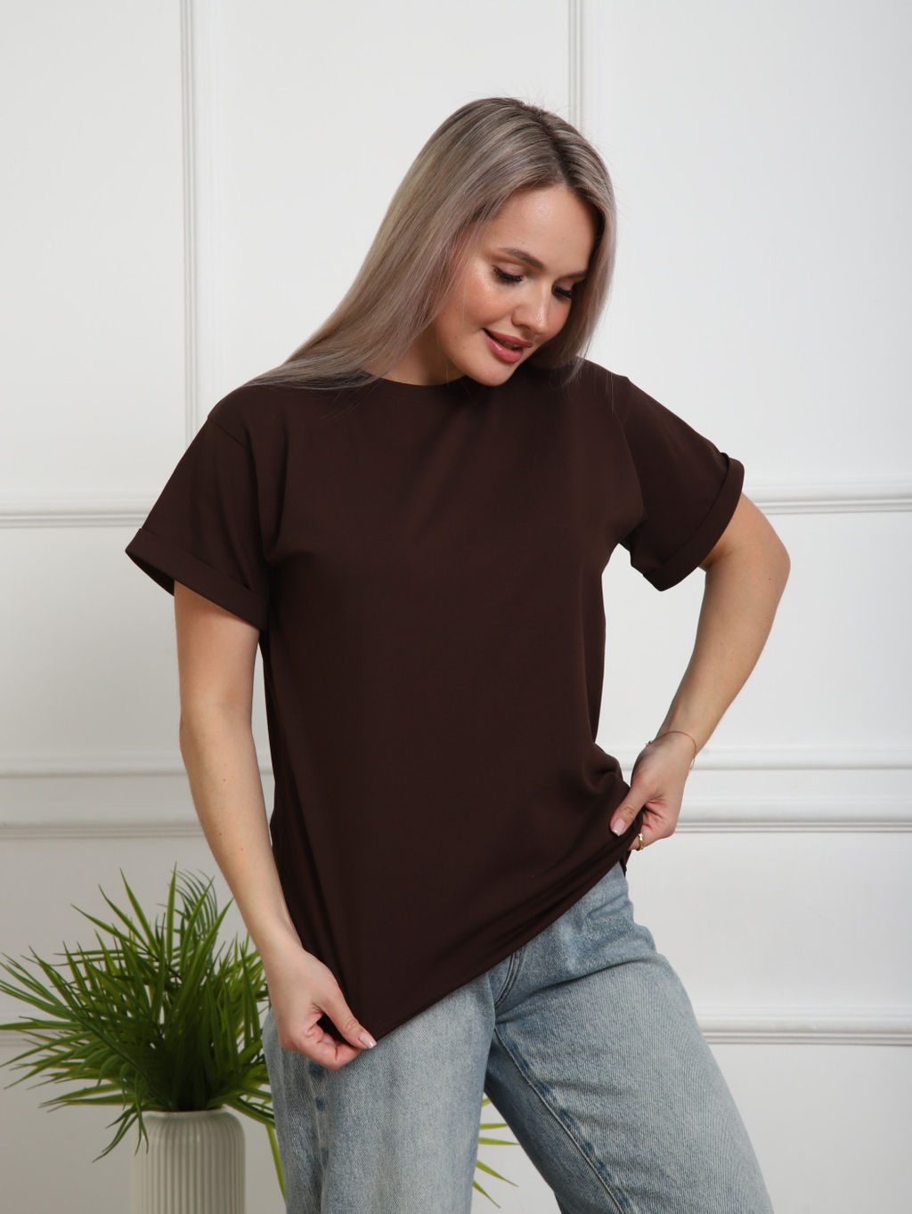 Футболка Хлопок 95%, лайкра 5% Классика аква - Ивассорти фото 56