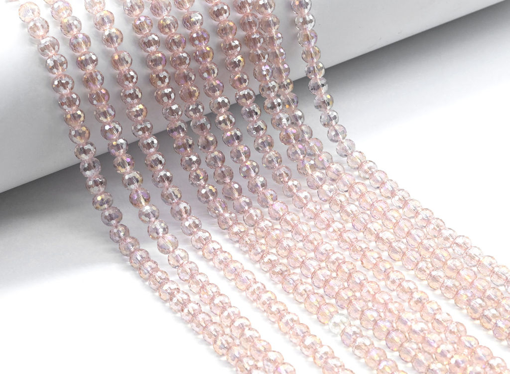 Бусины из циркона шарик гр.6мм цв.розовый хамелеон, 39см, 75 бусин Радуга камня