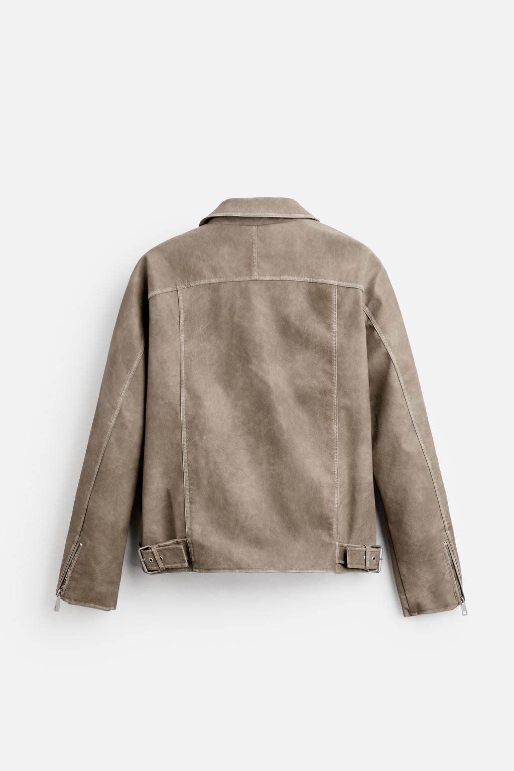 FADED LEATHER EFFECT JACKET - Zara фото 8
