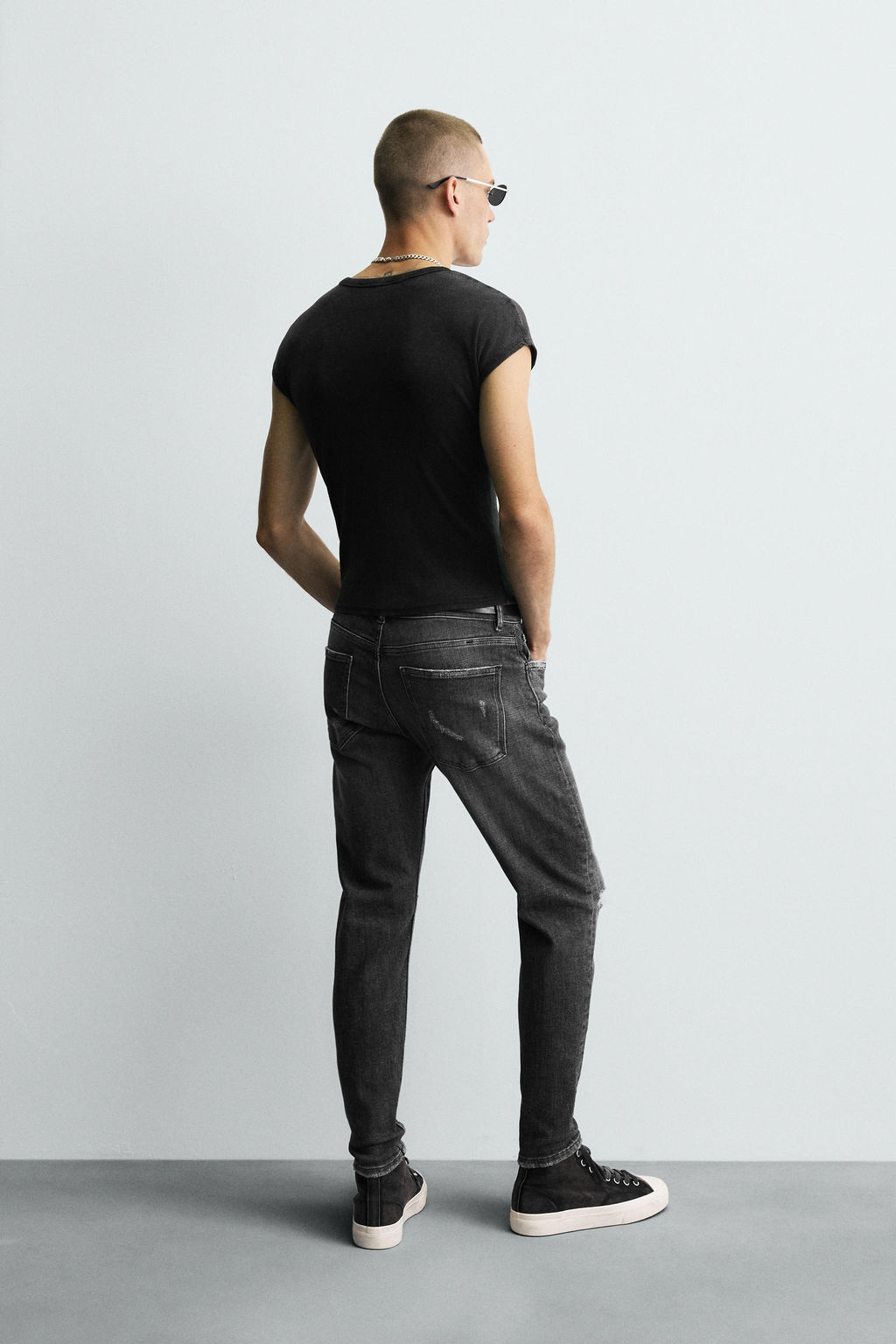 JEANS SKINNY FIT ROTOS / Gris - Zara фото 3