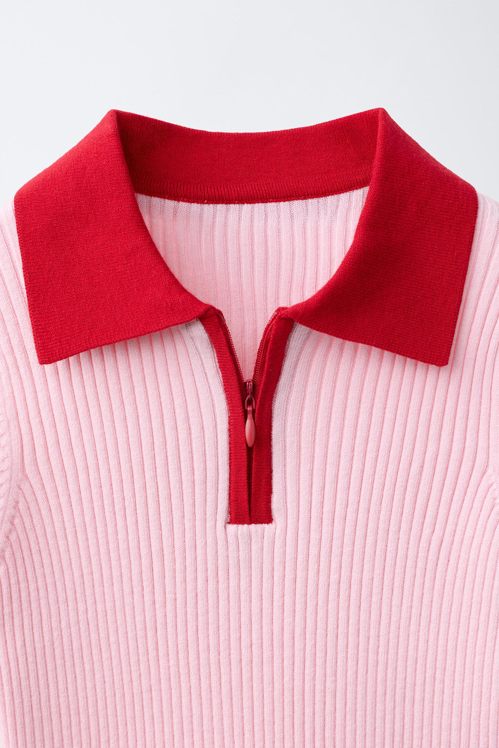 POLO RIB CREMALLERA CONTRASTE / Rojo - Zara фото 3