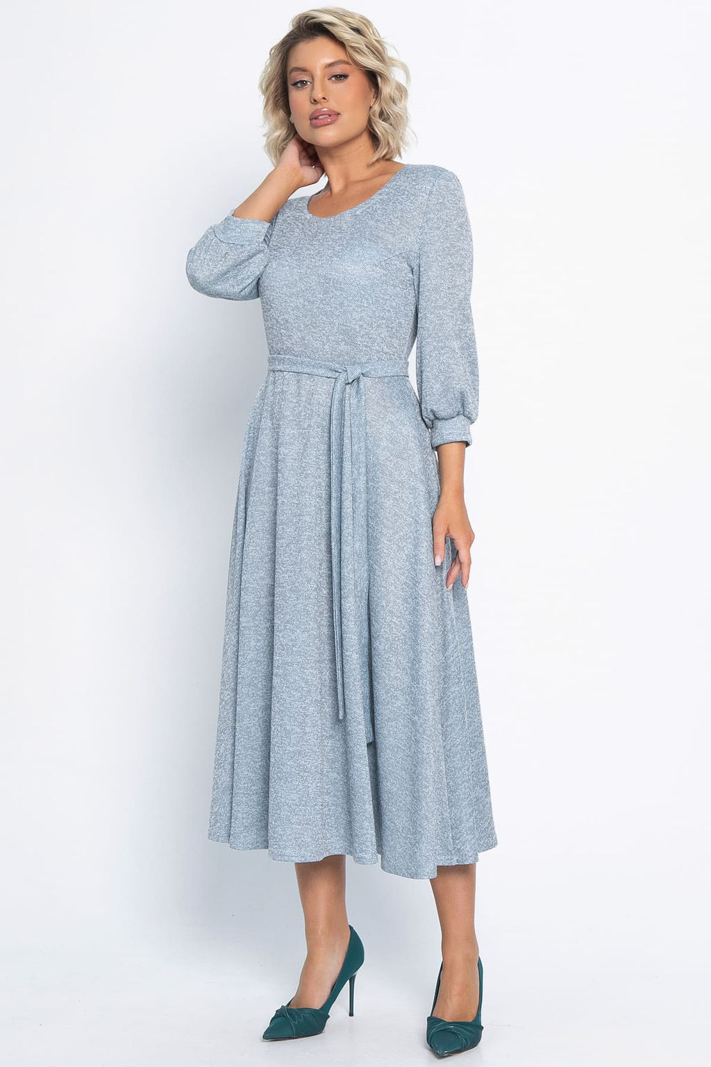 Платье трикотажное Ирина НЬЮ (голубой меланж) П15027-9М