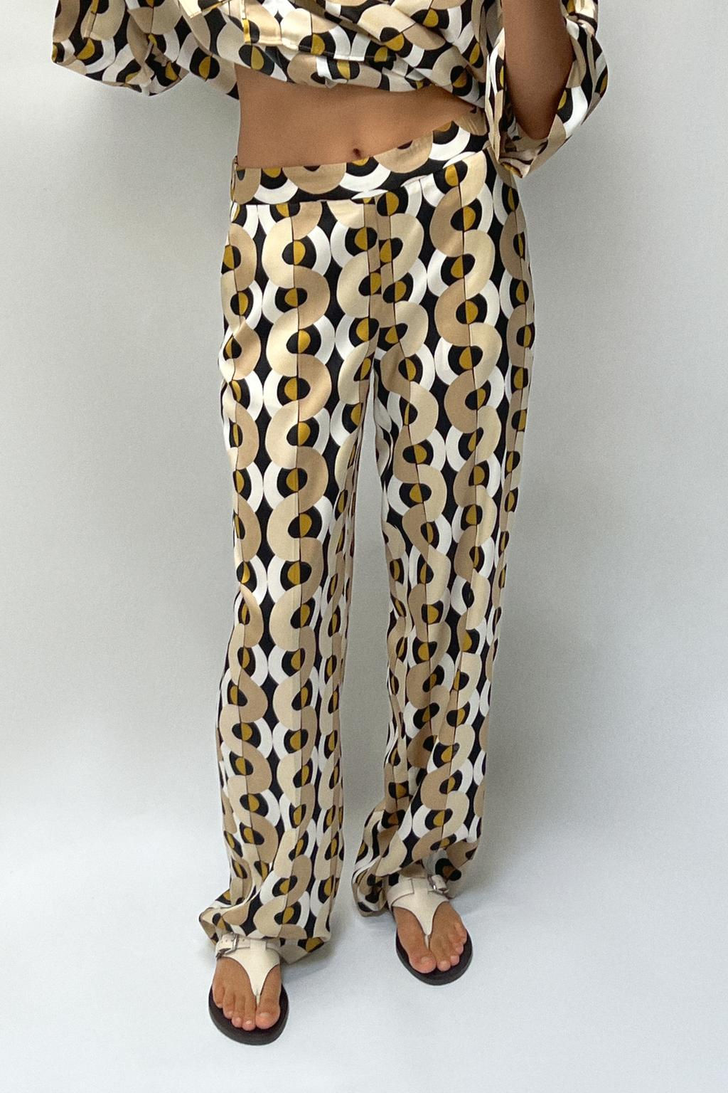 GEOMETRIC PRINT STRAIGHT-LEG TROUSERS - Zara фото 3
