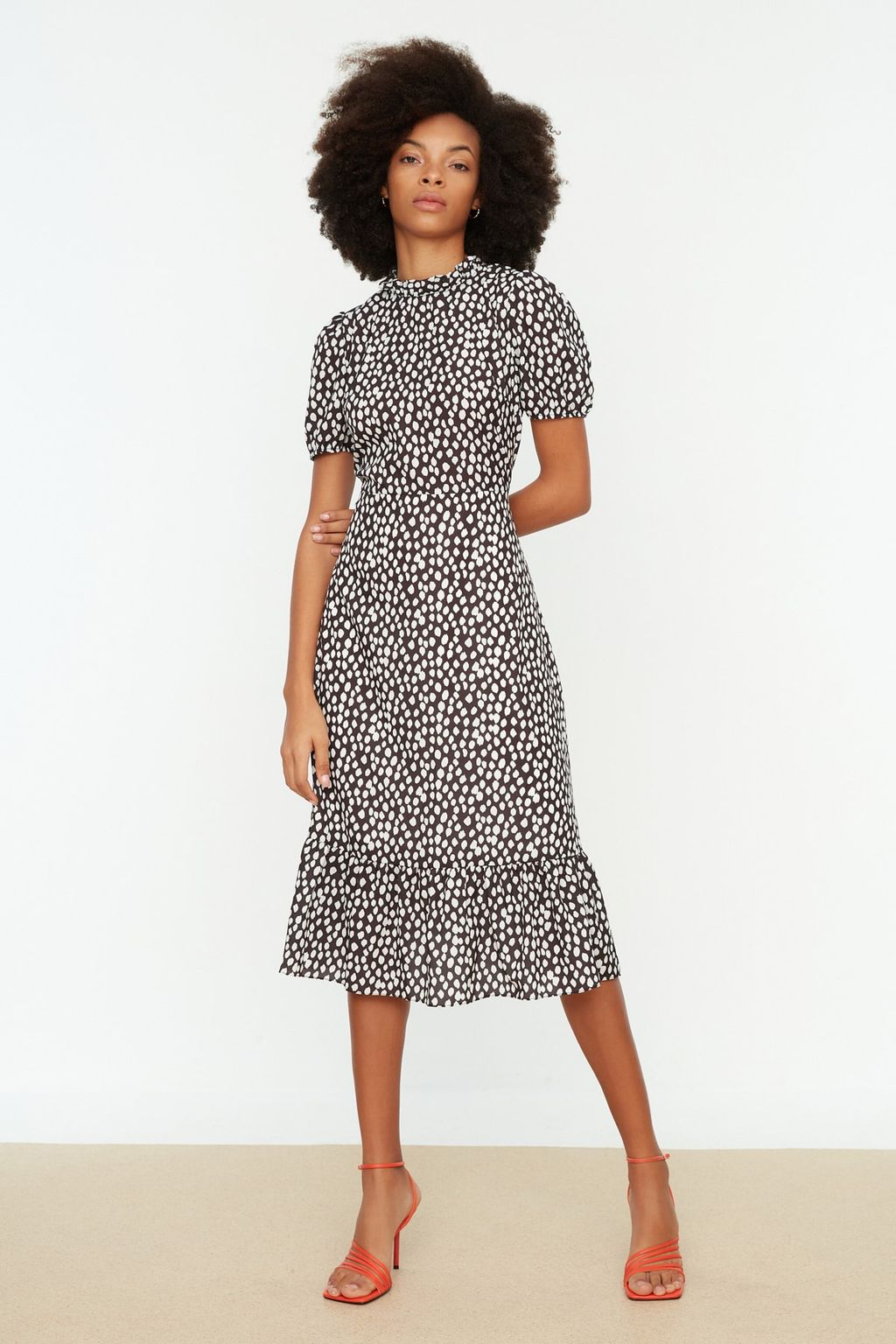 TRENDYOLMILLA Ac?k Mavi Cicekli A Kesim F?rf?rl? Midi Dokuma Elbise TWOSS20EL0894  фото 40