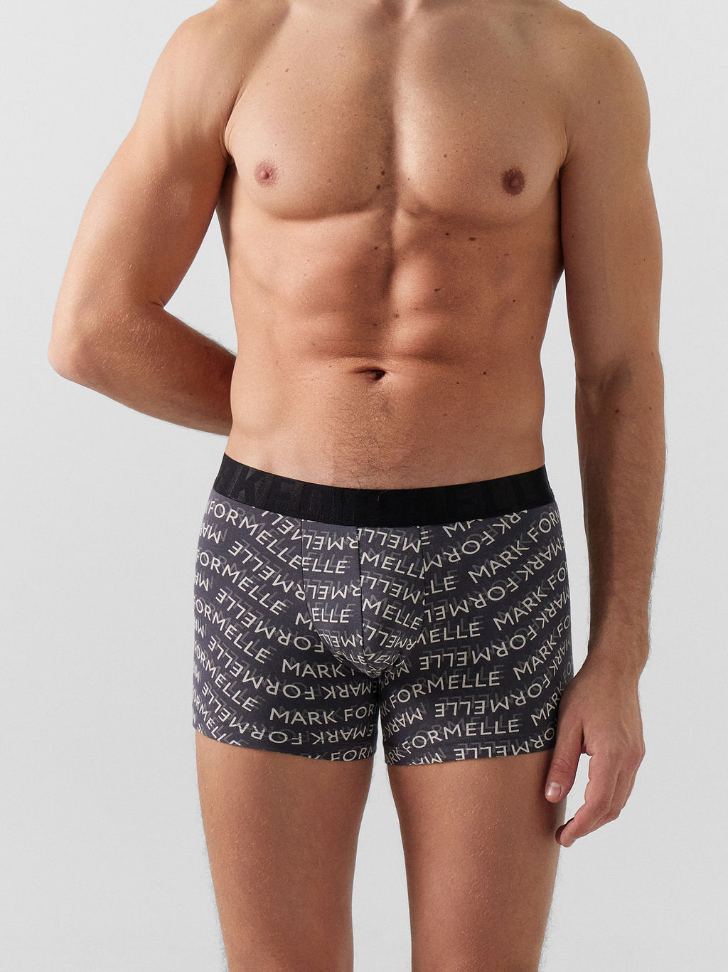 Цена за 2 штуки! Трусы боксеры мужские с серые принтом текст на графите1 411221 - Mark formelle фото 4