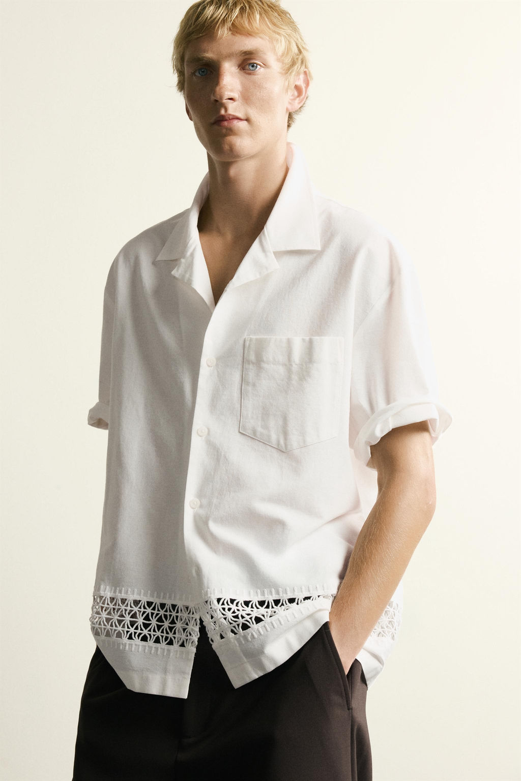 CAMISA RELAXED FIT CENEFA COMBINADA / Blanco roto - Zara фото 6