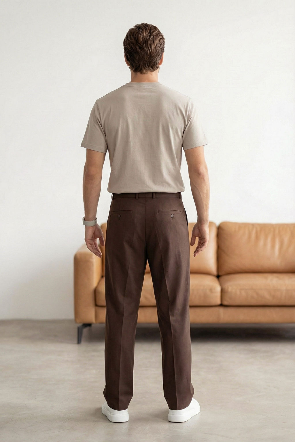 Kahverengi Pileli Beli Lastikli Utu Izli Baggy Erkek Pantolon TMNSS26PL00025 - Trendyolmilla фото 2