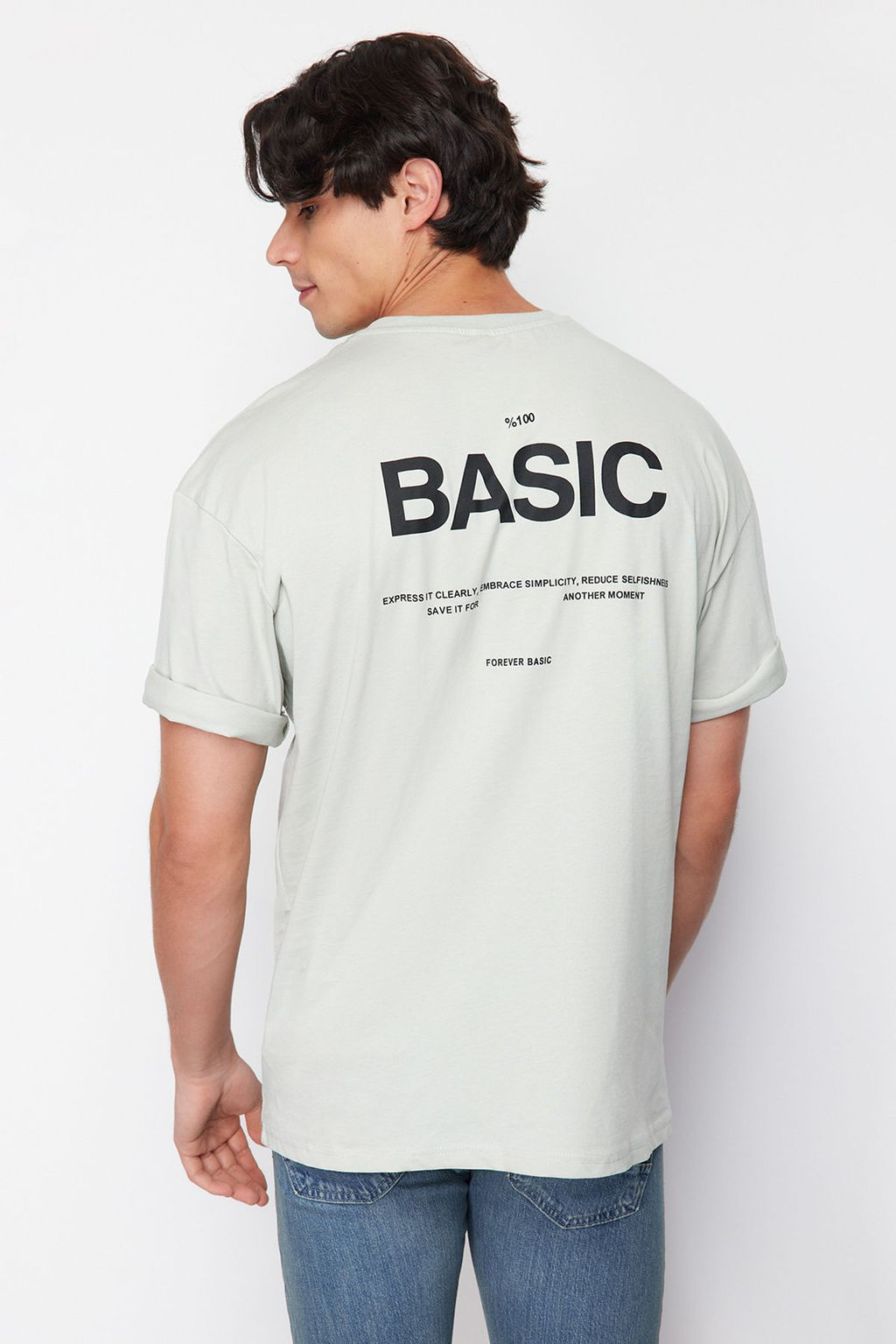 TRENDYOL MAN Gri Oversize Bisiklet Yaka Slogan Orme T-Shirt TMNSS23TS00263 - Trendyolmilla фото 21
