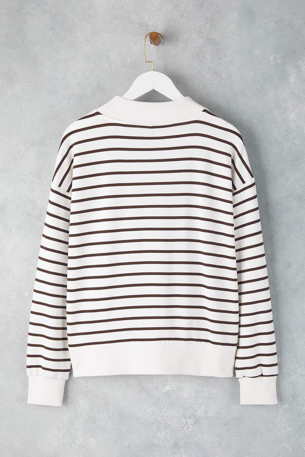 Kahverengi Cizgili Oversize/Genis Kal?p Orme Sweatshirt TWOAW26SW00102