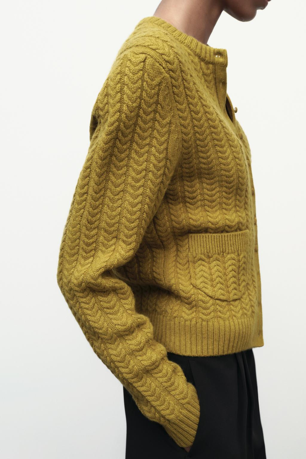 CABLE-KNIT JACKET 100% WOOL - Zara фото 3