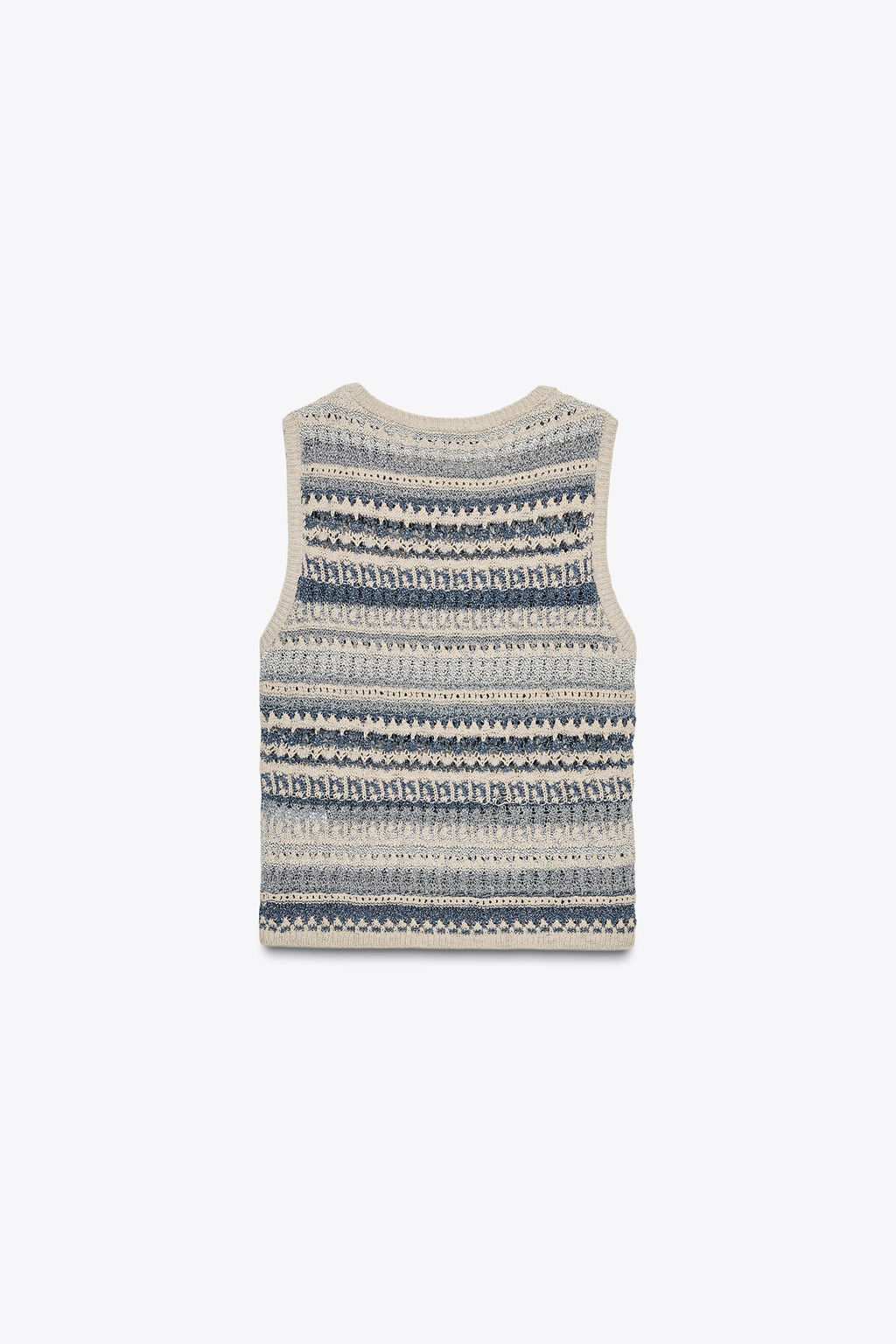 STRIPED TEXTURED KNIT SLEEVELESS TOP