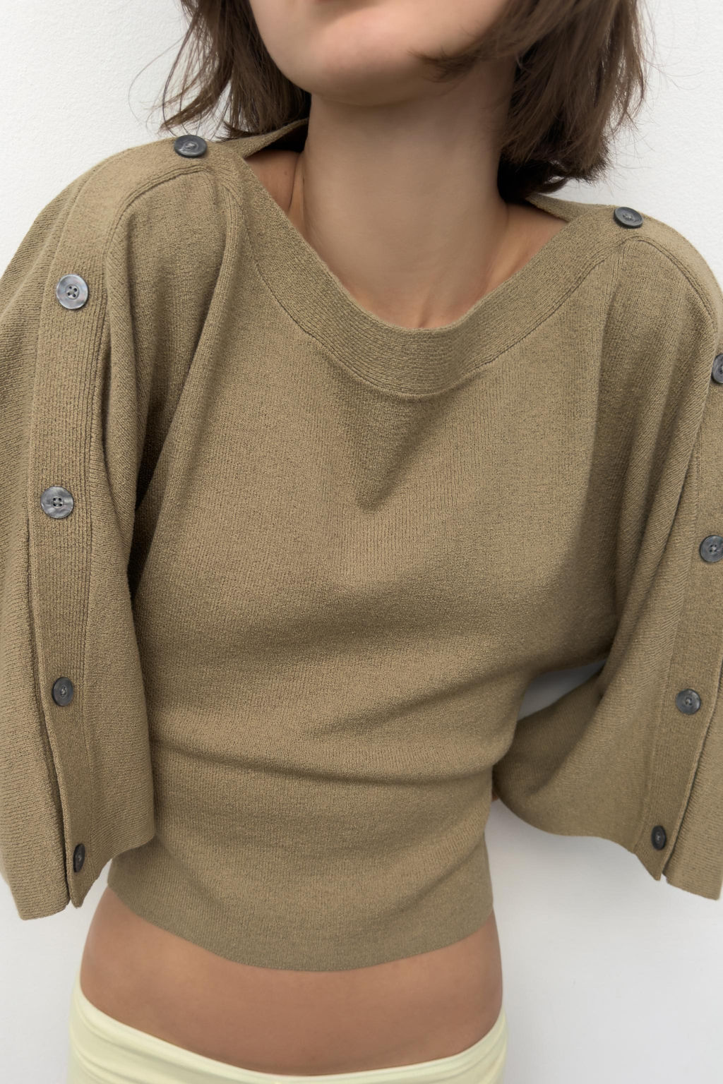 JERSEY PUNTO MANGA CAPA BOTONES / Beige claro - Zara фото 4