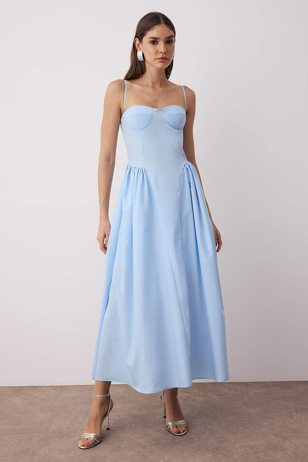 TRENDYOLMILLA Siyah A-Kesim Poplin Dokuma Midi S?k Elbise TPRSS24EL00294 фото 11