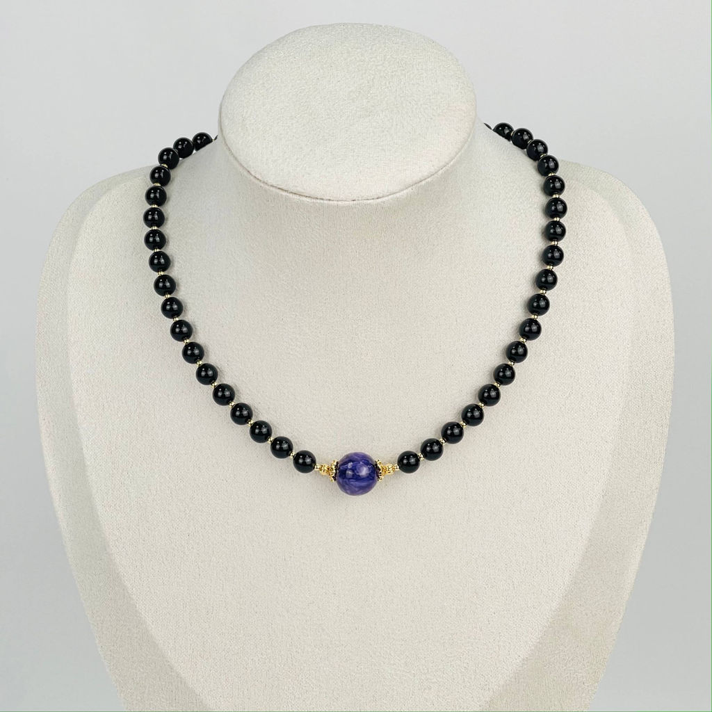 Колье из Обсидиана и Чароита