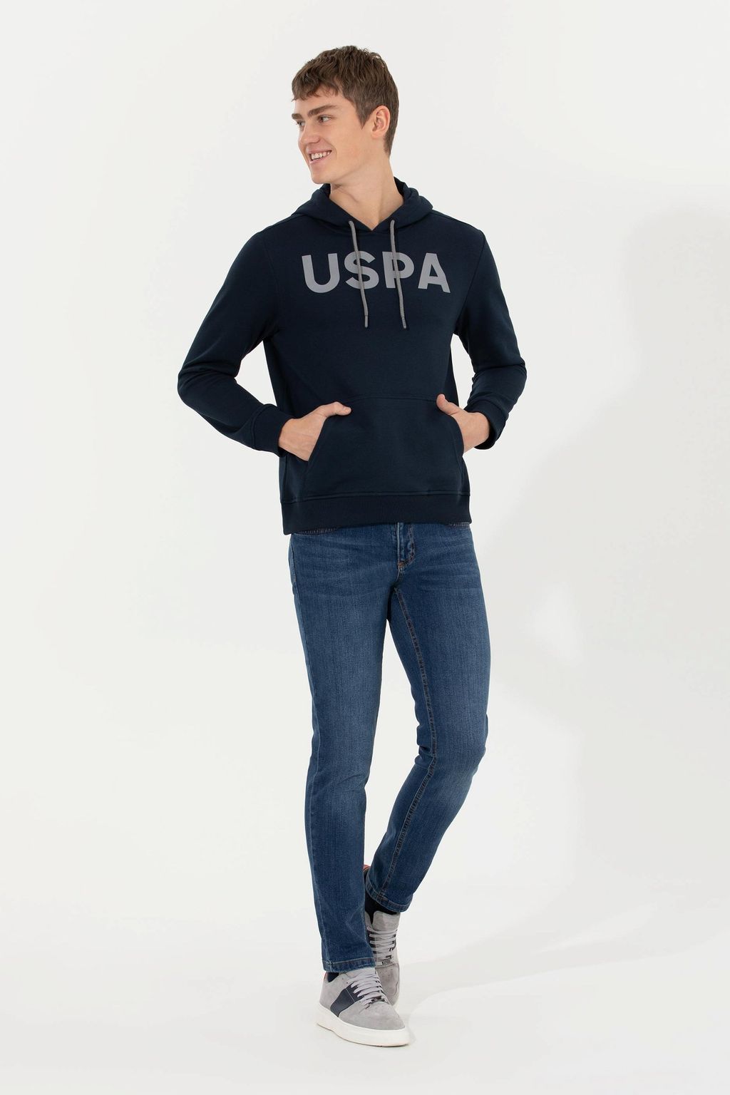 Мужская темно-синяя толстовка с капюшоном Basic - U.s. polo assn фото 4