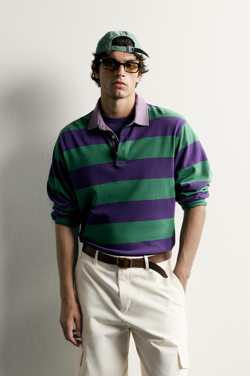 POLO REGULAR FIT RAYAS CUELLO CONTRASTE / Morado - Zara фото 2