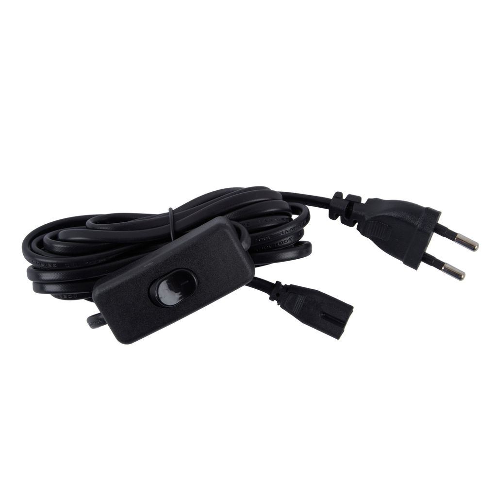 UCX-Q851 LT/300/B BLACK Провод для подключения светильника ULI-Q151 и ULI-Q951, к сети 220В. 300 см, 2 контакта, с кнопкой включения. Черный. ТМ Volpe