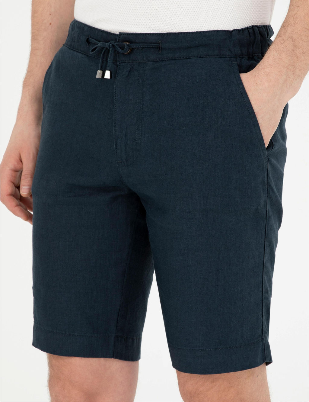 Lacivert Slim Fit Keten Beli Lastikli Dokuma _ort - Pierre cardin фото 6