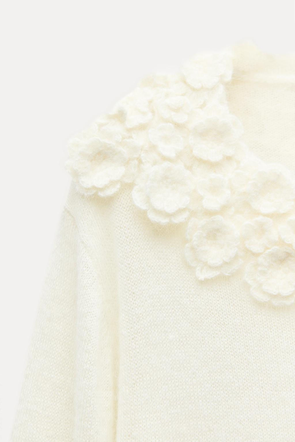 ALPACA AND WOOL BLEND SWEATER WITH FLOWERS - Zara фото 6